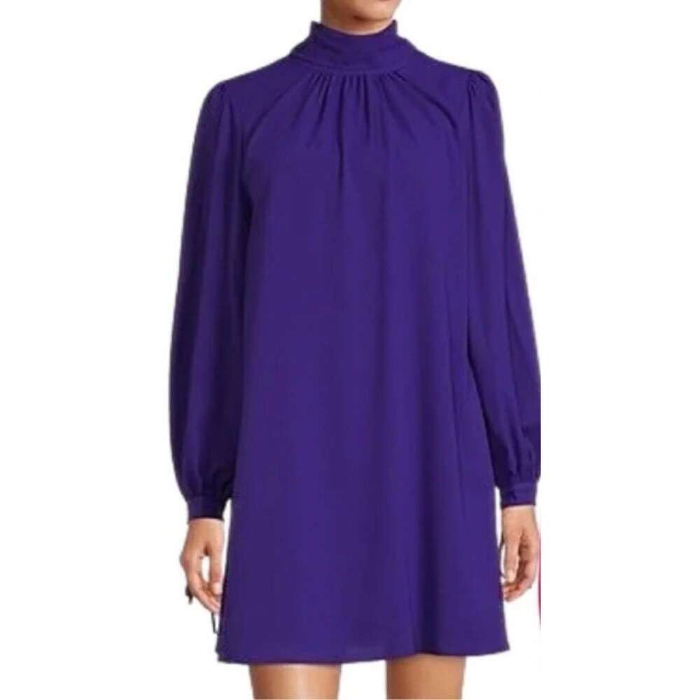 Belle Badgley Mischka dress Tie Neck Cocktail Mini Dress Size 6 violet purple